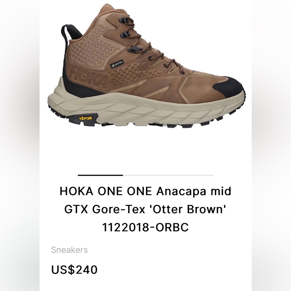 HOKA ONE ONE Mid-GTX Hiking Boot in RARE Otter Brown